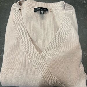 Dynamite Women's Soft Beige V-Neck Sweater